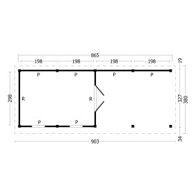  Tuindeco | Overkapping Oslo L | Type 11 | Zwarte Wanden 211170-10